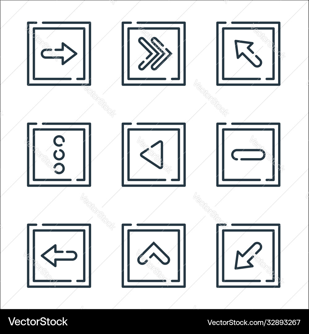 Arrow line icons linear set quality vector image