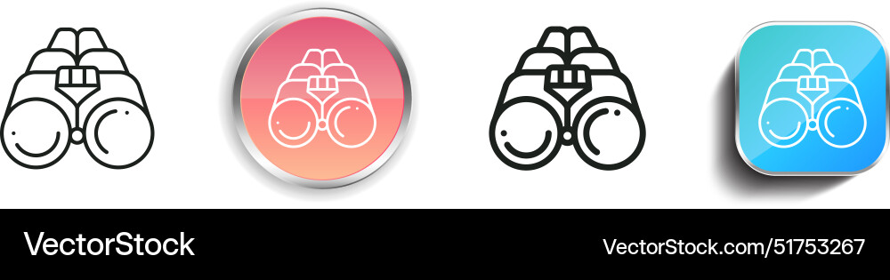 Binoculars icon thin linear regular and button Binoculars icon thin linear regular and button vector image