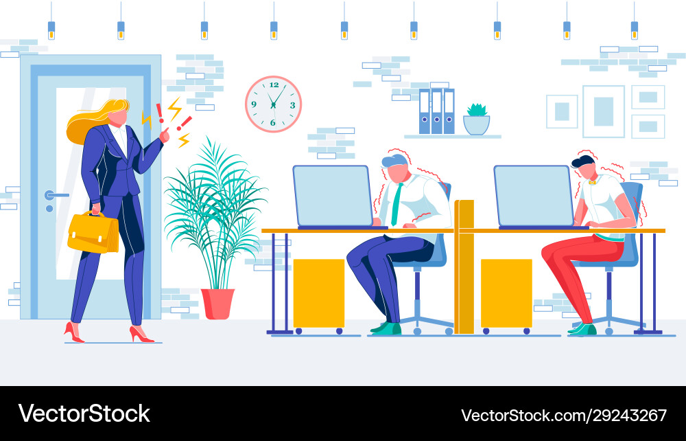 Boss Scolds Disappointed Workers Vector Image