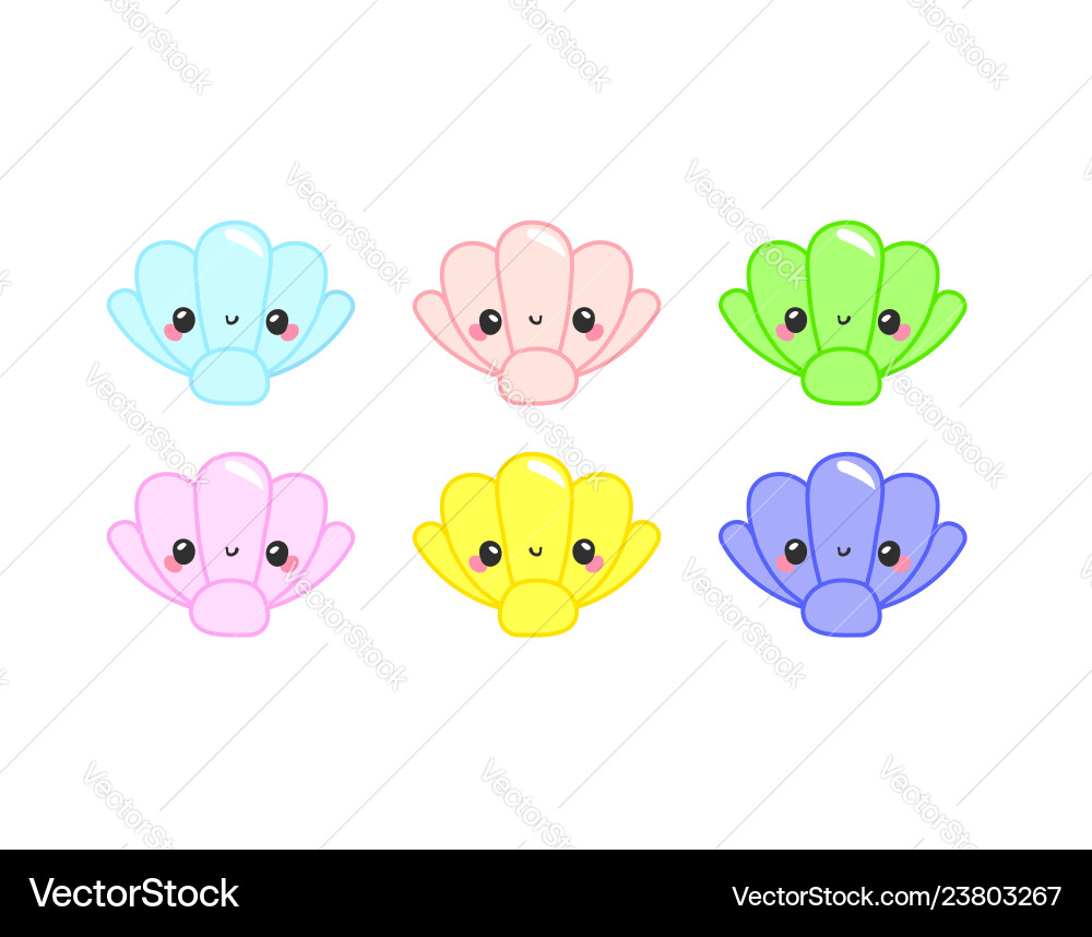 Cute Shell kawaii Charakter Cute Shell kawaii Charakter vektorbild