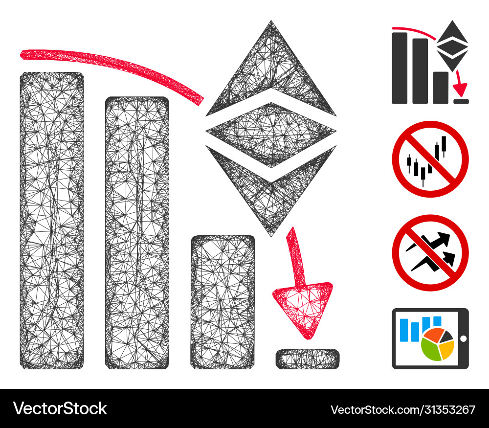 Ethereum classic falling chart web mesh Ethereum classic falling chart web mesh vector image