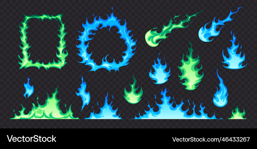Fire flat set Royalty Free Vector Image - VectorStock