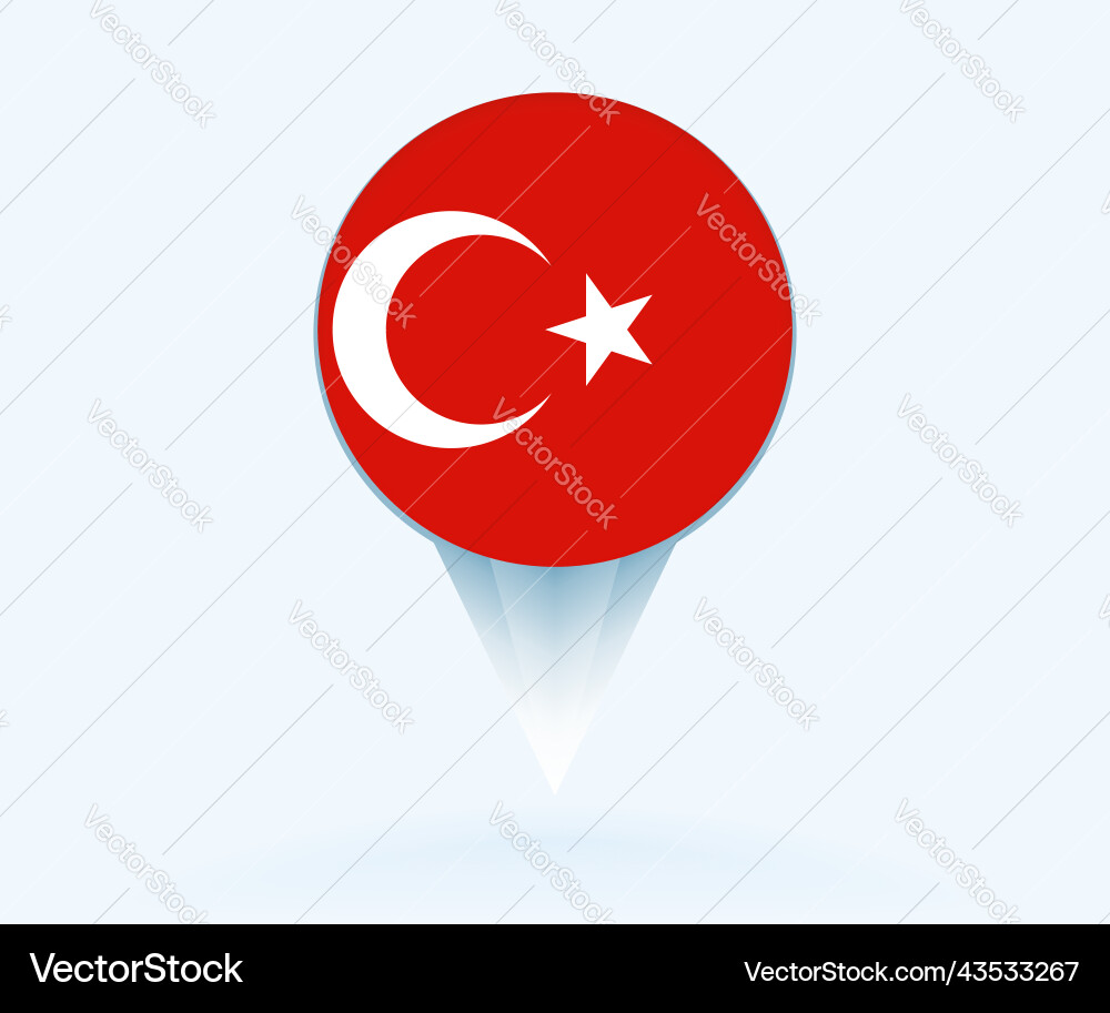 Map pointer with flag of turkey Vector Image