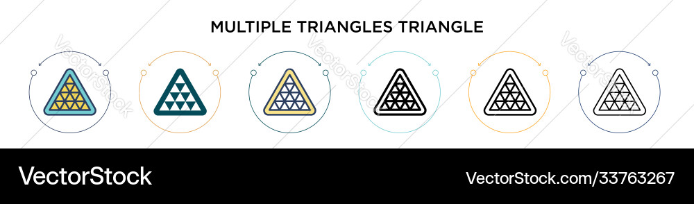Multiple triangles triangle icon in filled thin vector image