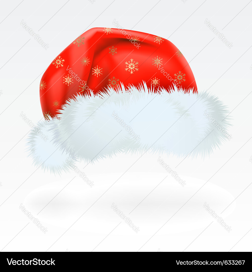 Red Santa Hat with Snowflake Pattern Vector Image