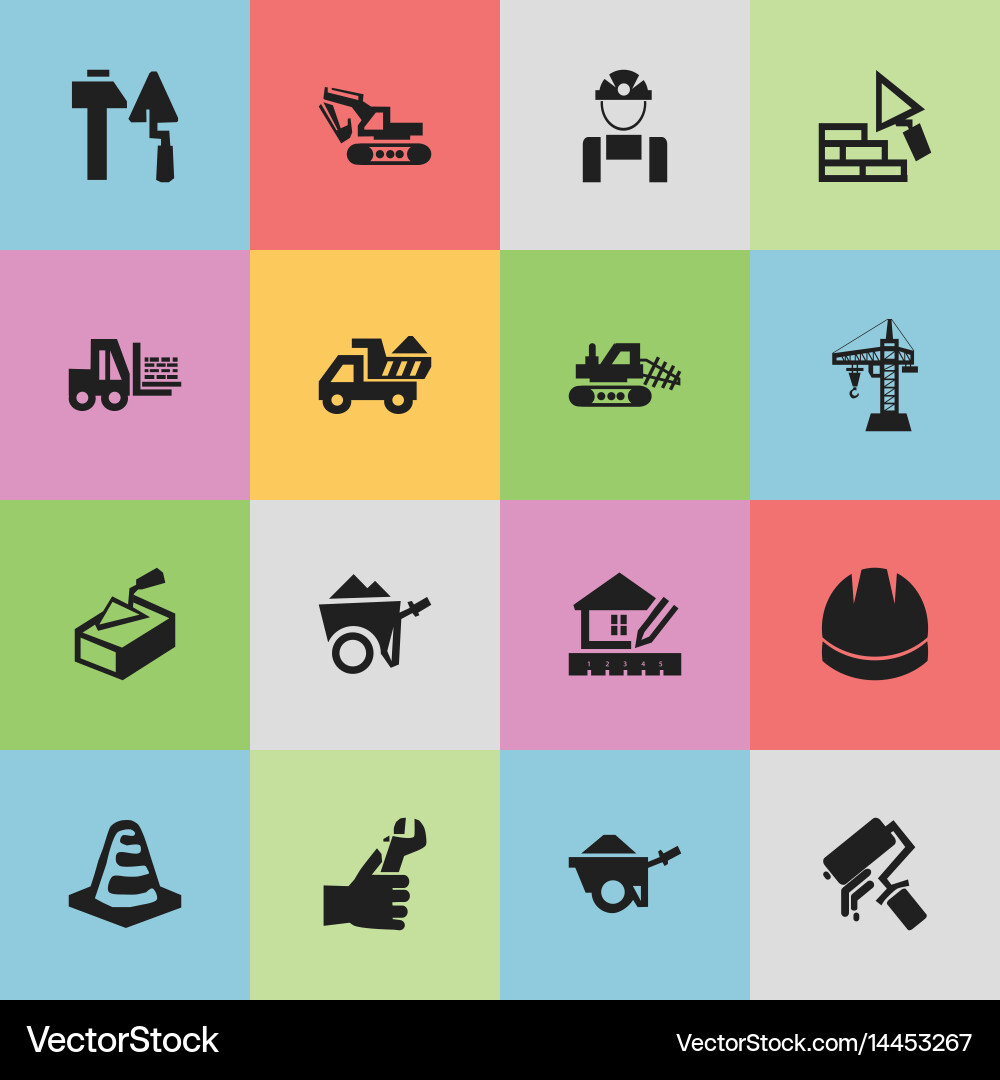 Set of 16 editable structure icons includes vector image