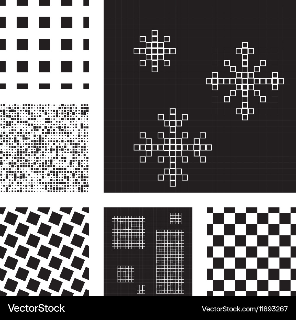 Set of abstract patterns with squares Vector Image