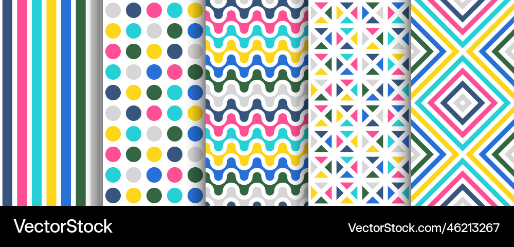 Set of color seamless geometric patterns abstract Set of color seamless geometric patterns abstract Vector Image