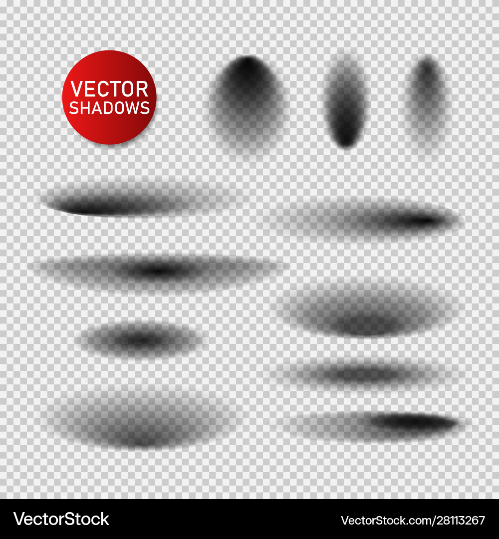 Shadows set isolated on transparent background vector image