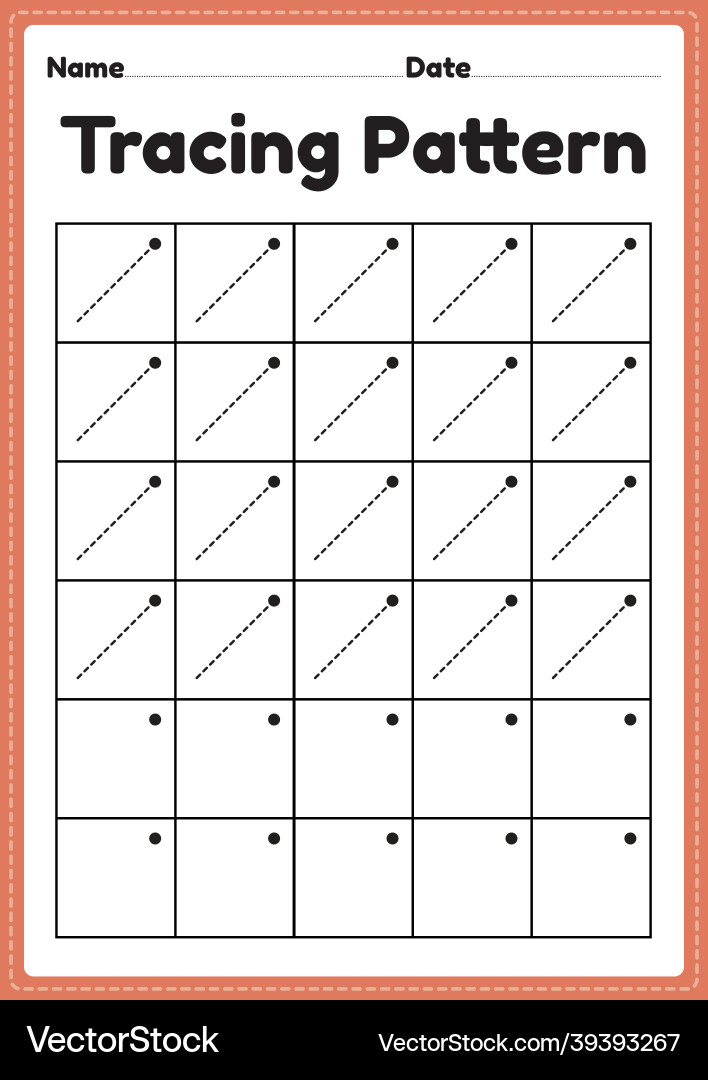 Slanting Line Tracing Worksheet vector image