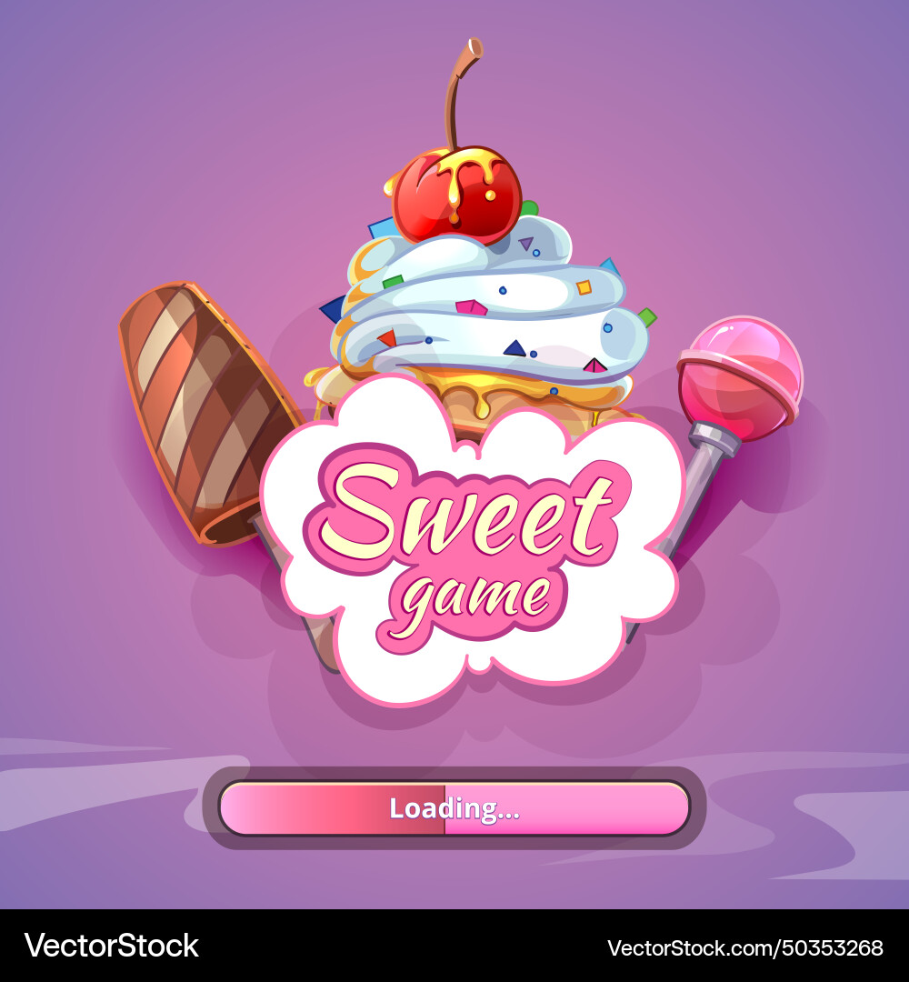 Candy world game background with title name Vector Image