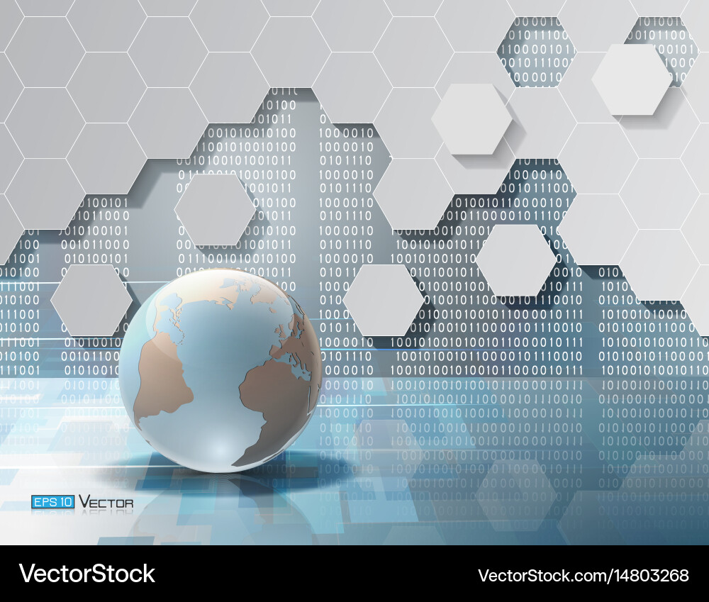 Digital Globe with Hexagonal Code vector image