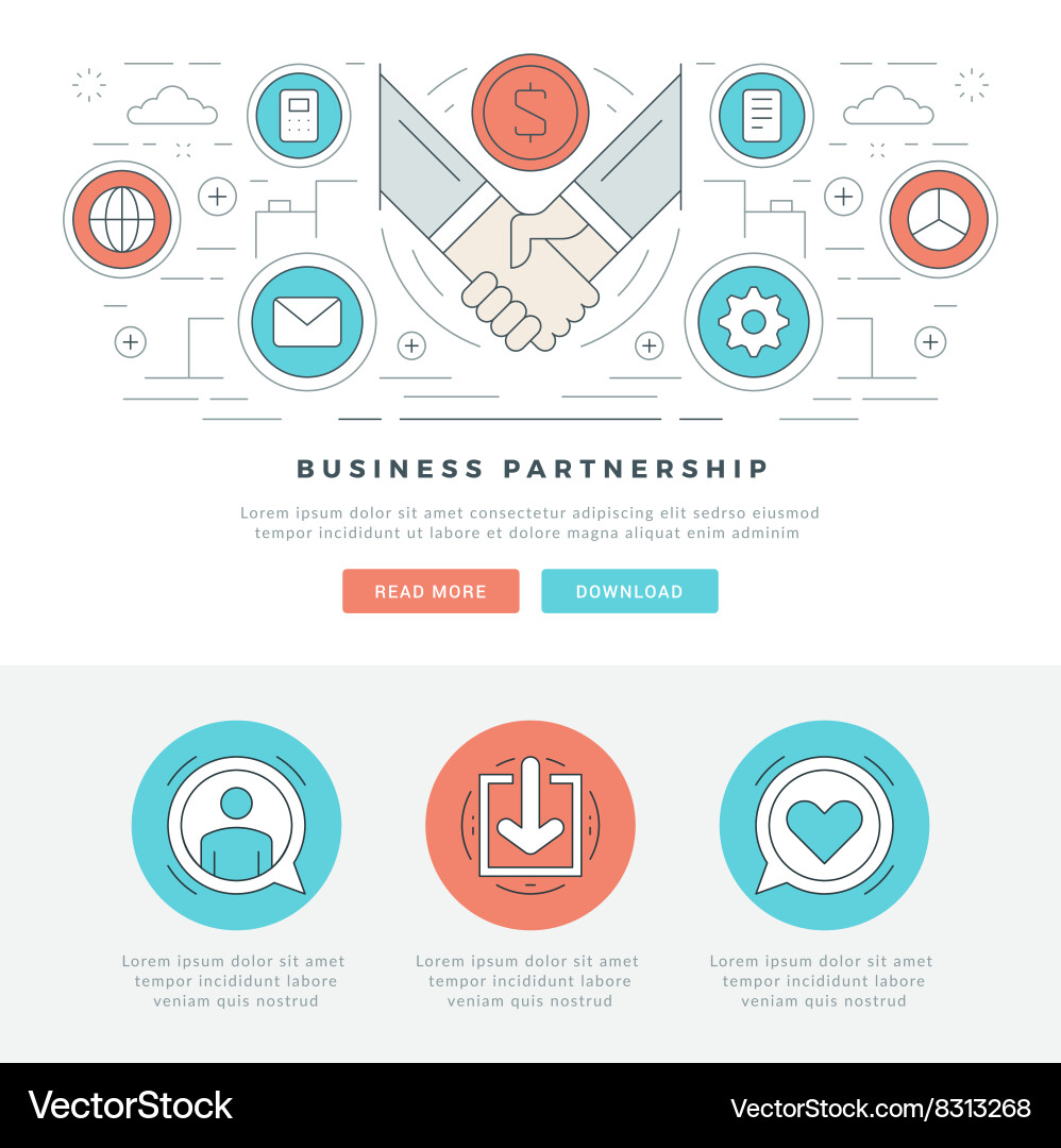 Flat line business concept web site header vector image