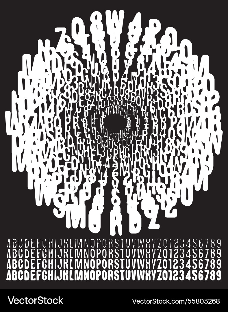 Font composition with letters in a circle Font composition with letters in a circle vector image