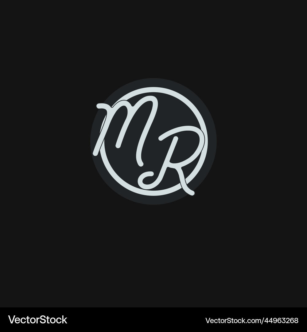Initials mr logo monogram with simple circle line Vector Image