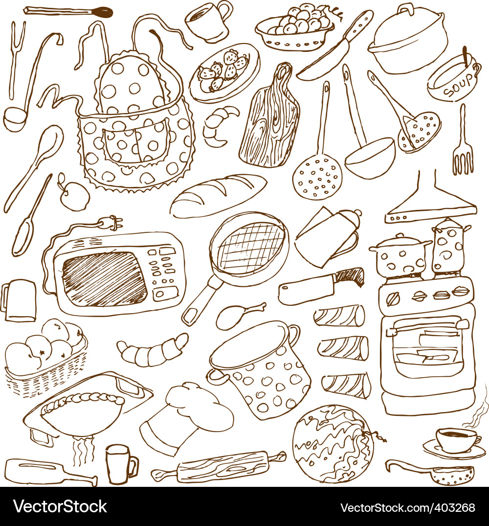 Kitchen Doodle Set Vector Image
