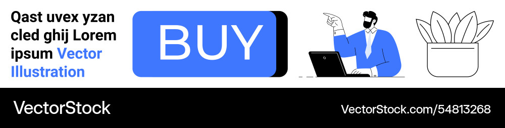 Minimalist design with buy button man working Minimalist design with buy button man working vector image