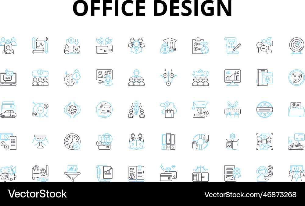 Office design linear icons set productivity Office design linear icons set productivity vector image