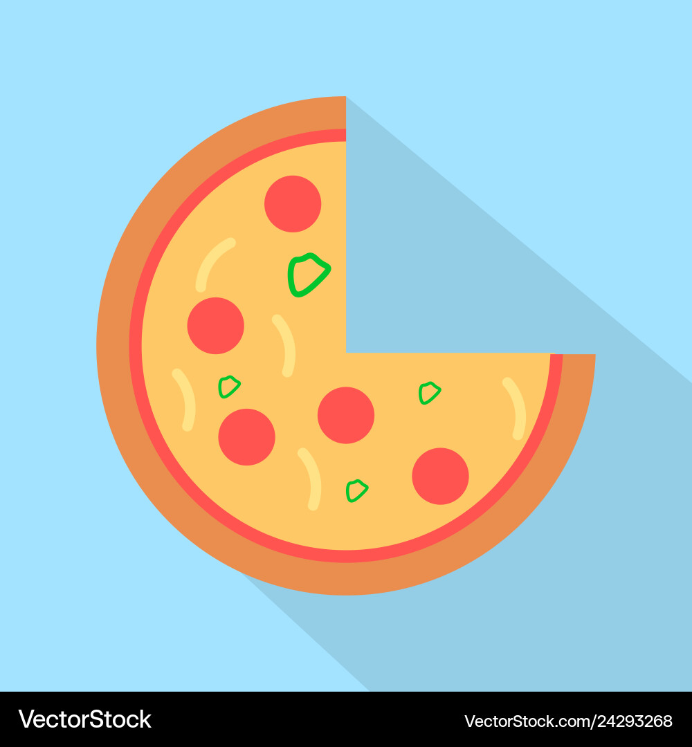 Pizza Icon Set - Flat Style Vector Image