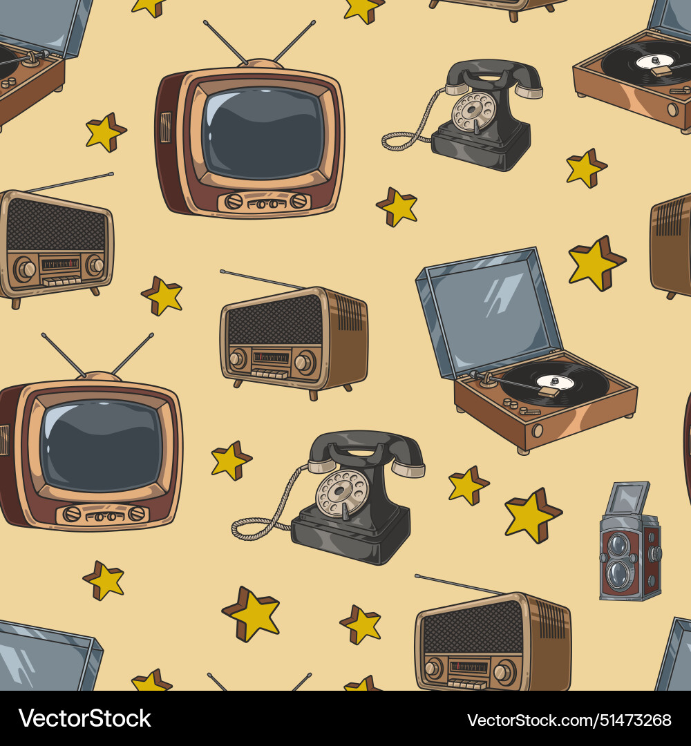 Retro electronics seamless pattern colorful Vector Image