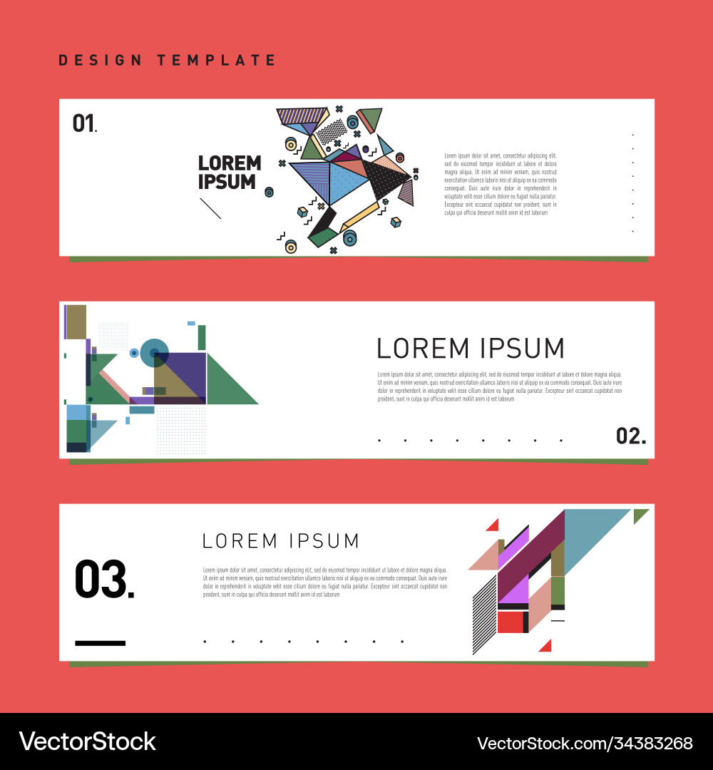 Set abstract banner web design template retro Vector Image
