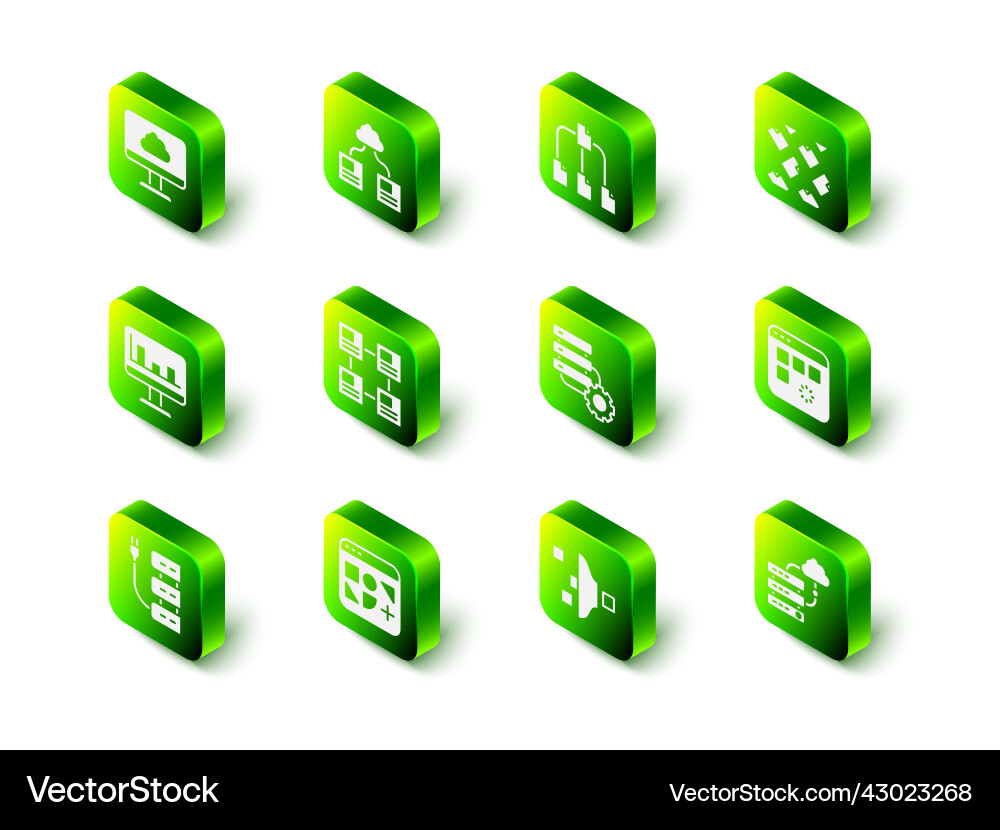 Set cloud technology data transfer folder tree vector image