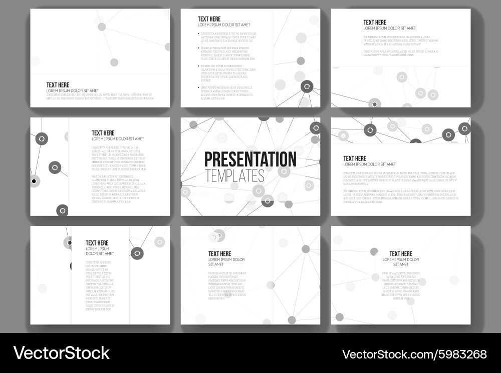 Set of 9 templates for presentation slides vector image