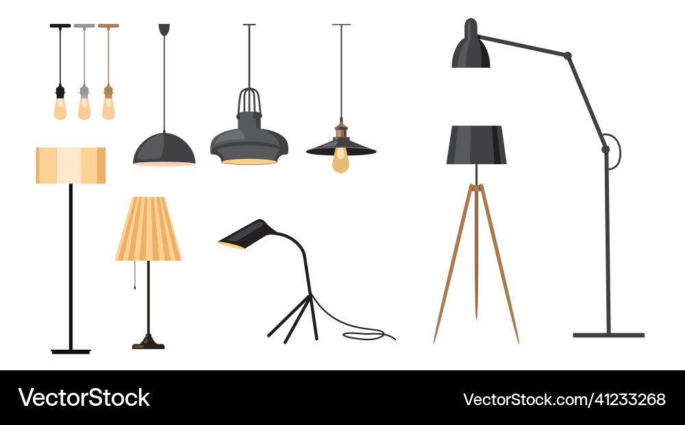 Set of lamp different form on white background Set of lamp different form on white background Vector Image