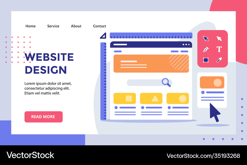 Website design wireframe ruler on monitor vector image