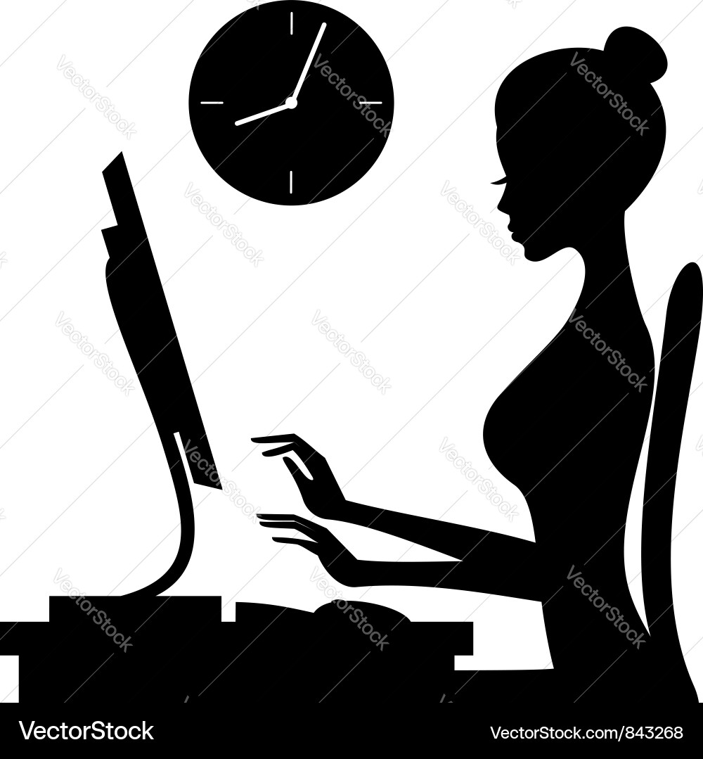 Woman Working on Computer Royalty Free Vector Image