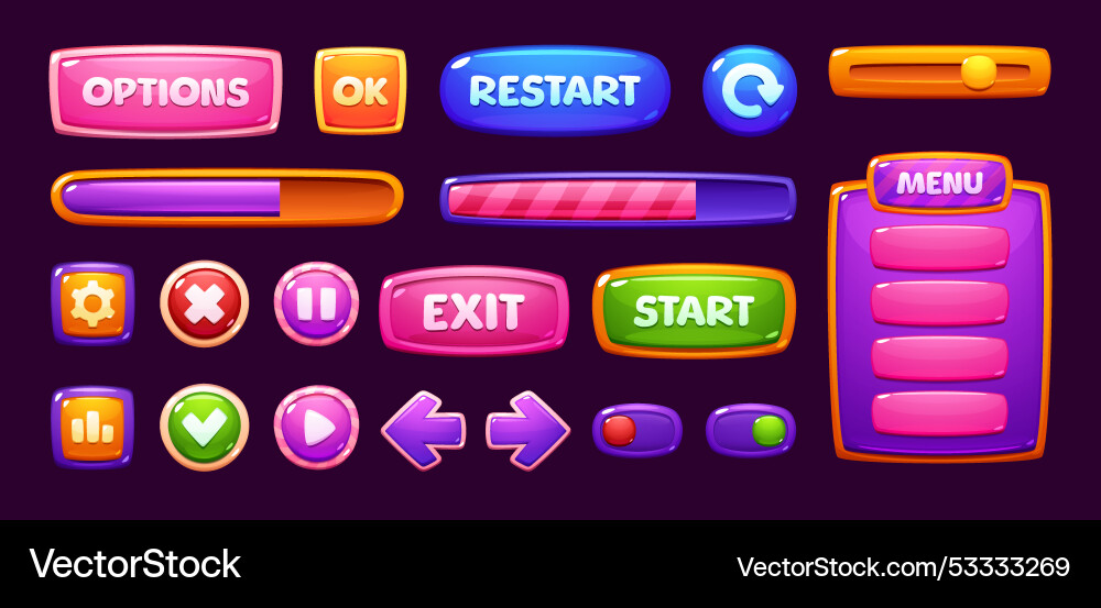 Candy Game Menu Interface vector image