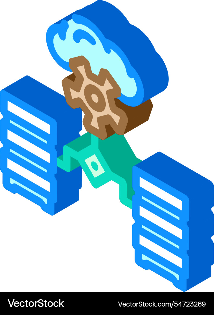 Container orchestration data center isometric icon Container orchestration data center isometric icon Vector Image