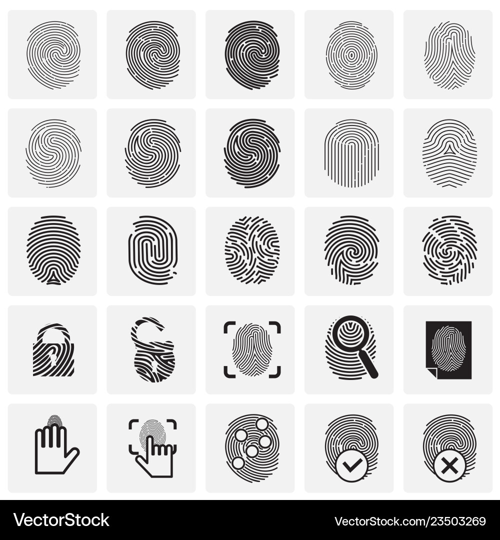 Finger id icons on squares background for graphic Finger id icons on squares background for graphic vector image