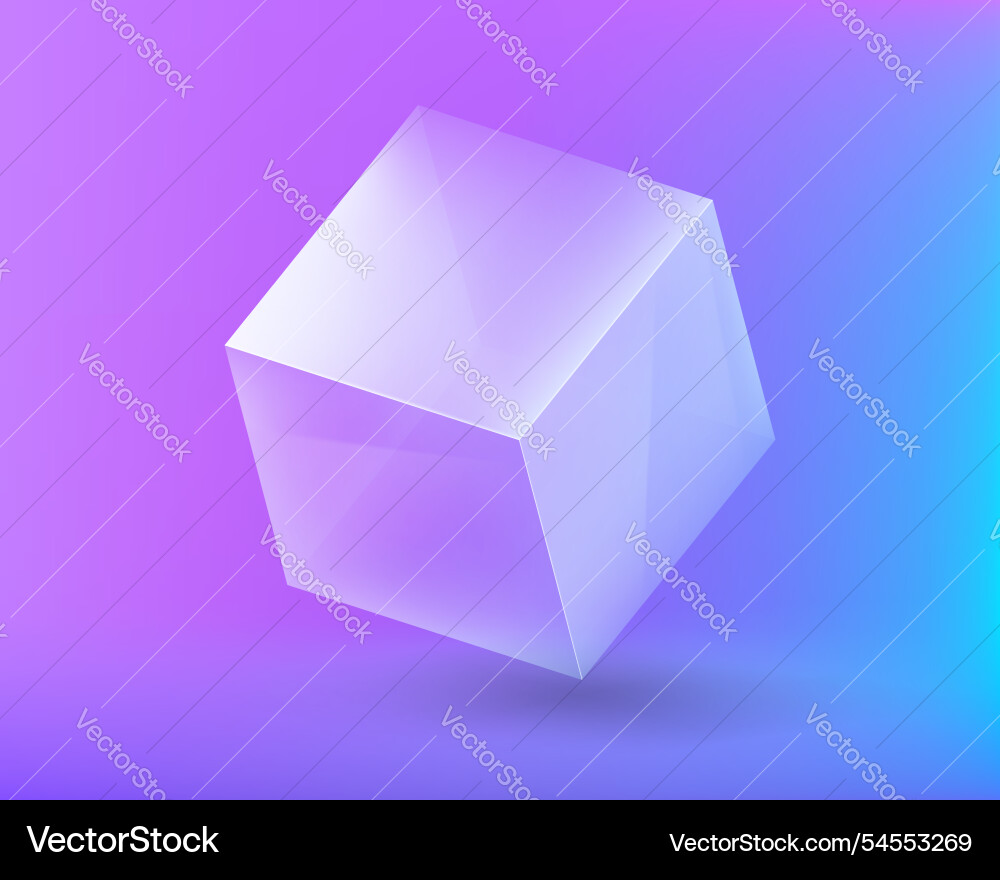 Glass empty cube shape with copy space vector image