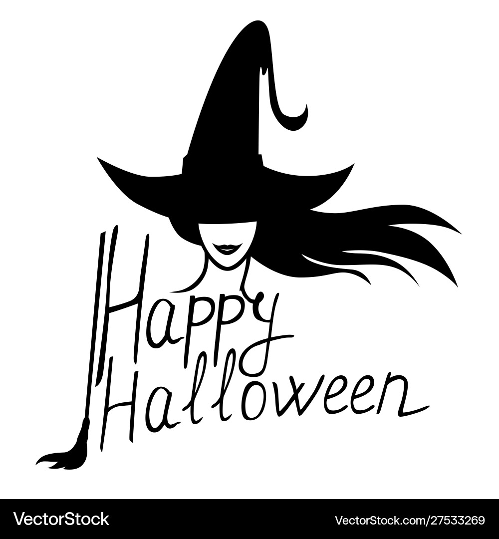 Halloween greeting card with witch and text vector image