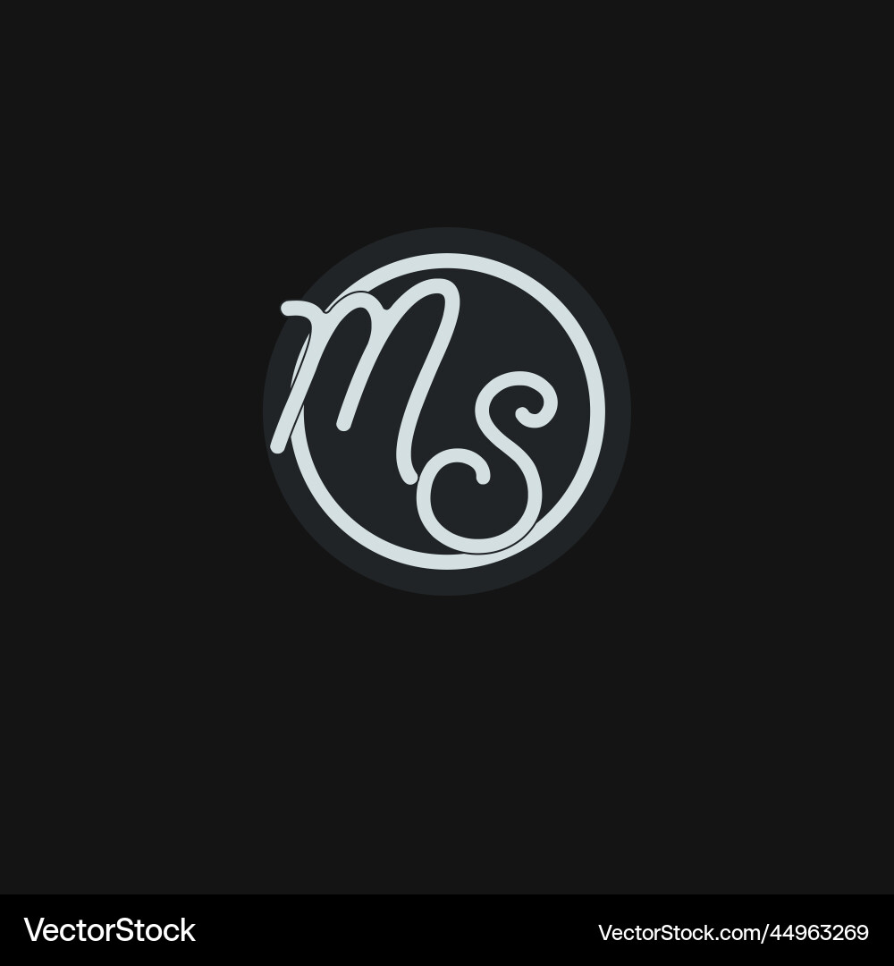 Initialen ms Logo Monogramm mit einfacher Kreislinie Initialen ms Logo Monogramm mit einfacher Kreislinie vektorbild