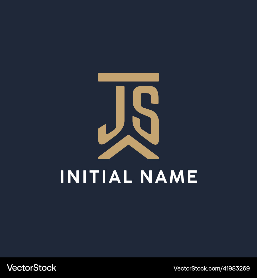 Js initial monogram logo design in a rectangular Vector Image