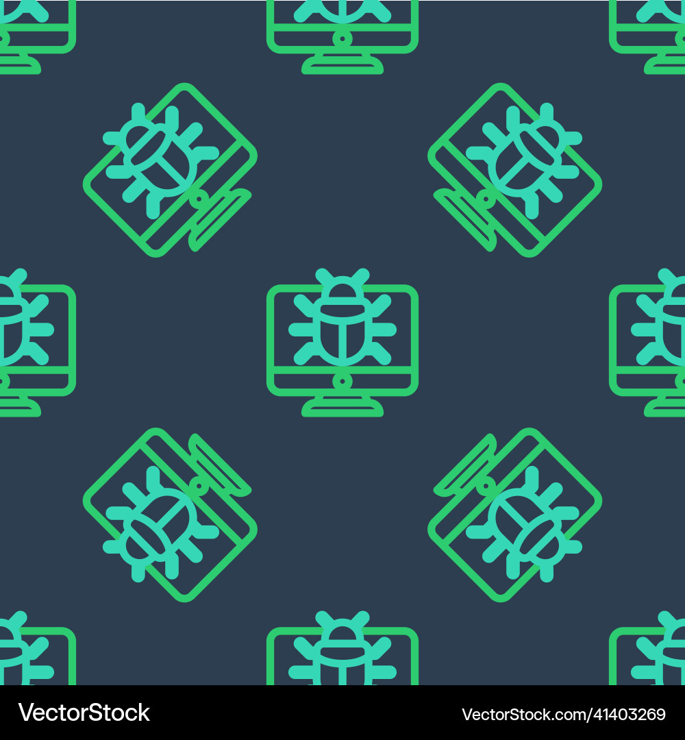 Line system bug on monitor icon isolated seamless Line system bug on monitor icon isolated seamless vector image