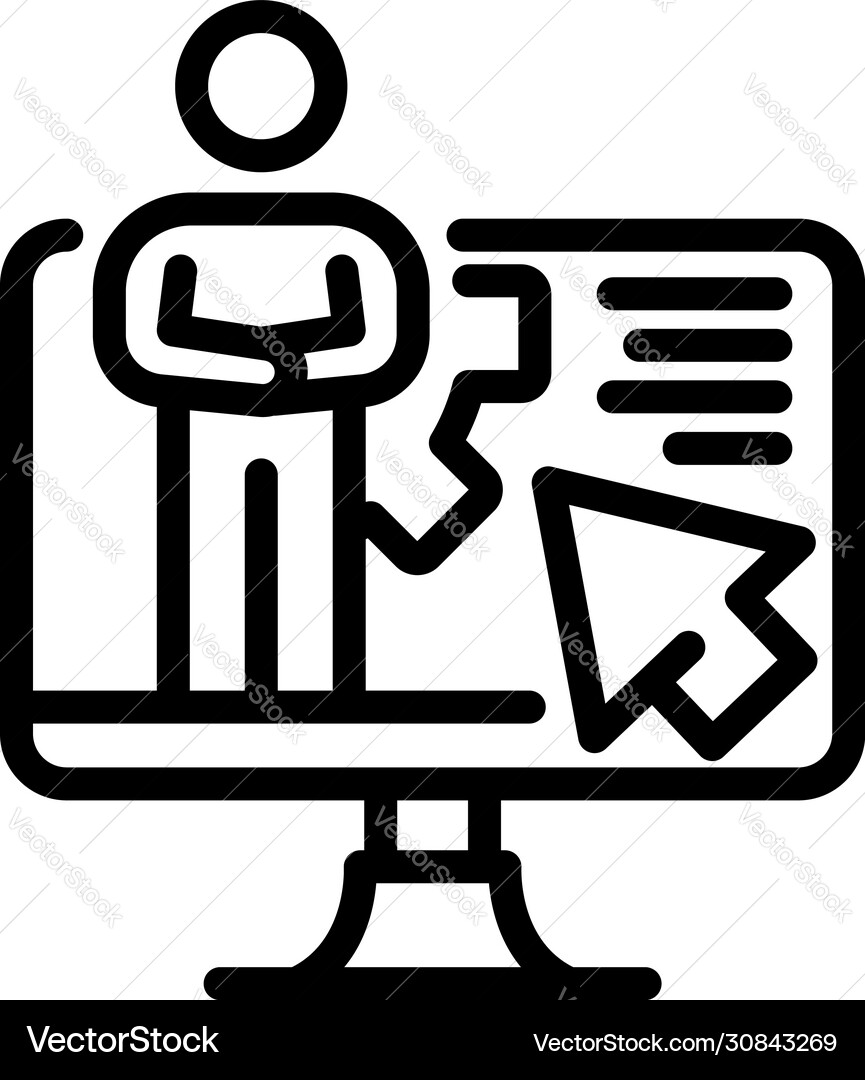 Man on screen icon outline style Man on screen icon outline style vector image