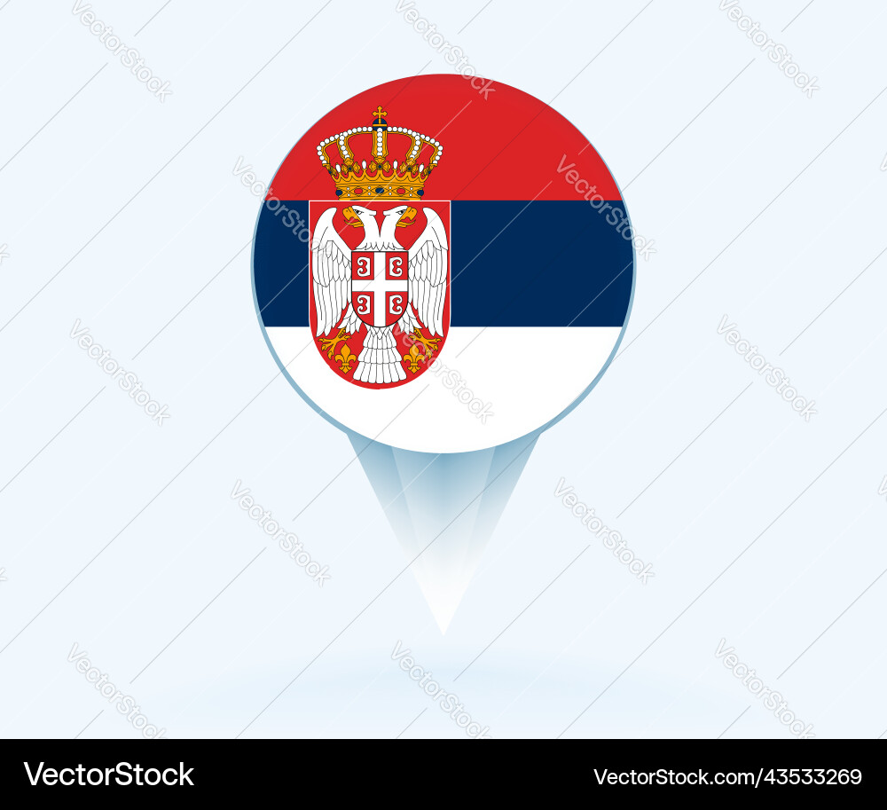 Map pointer with flag of serbia Vector Image