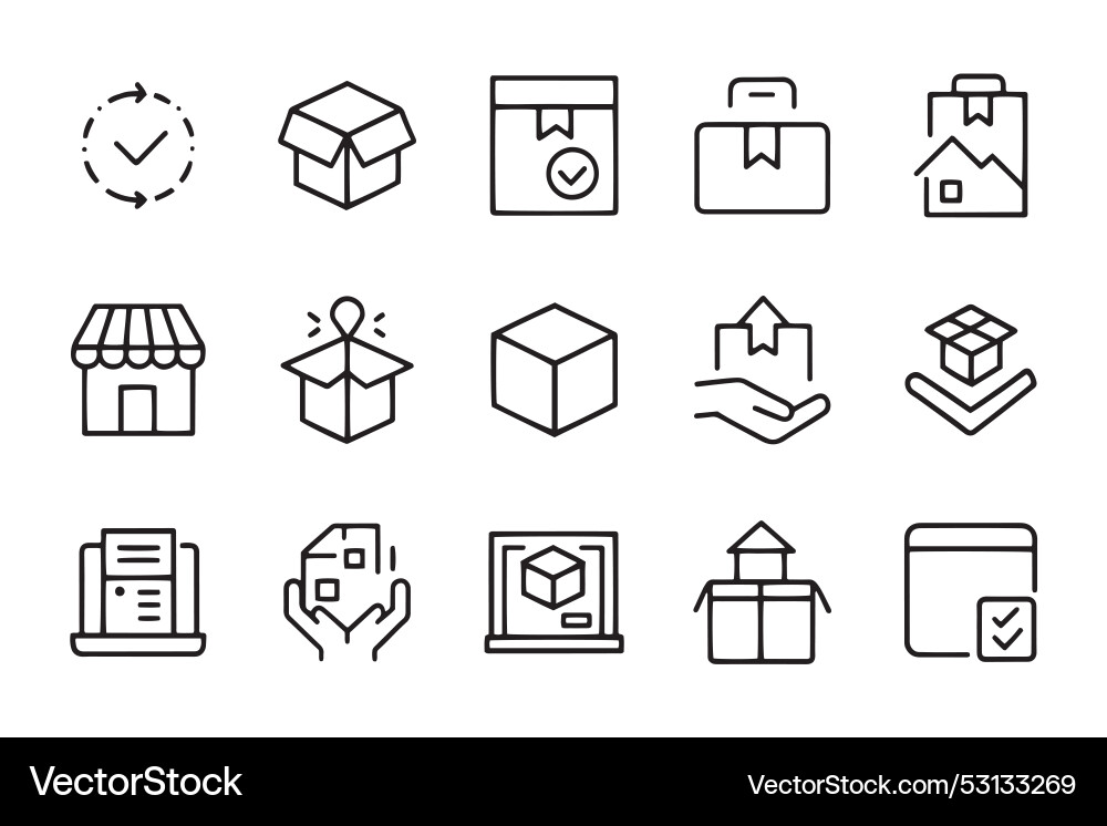 Package return related editable icon set flat Package return related editable icon set flat vector image