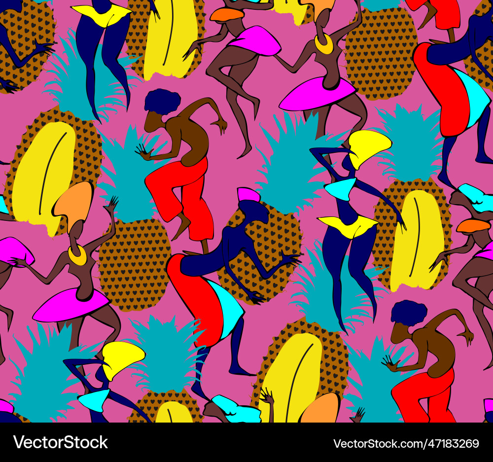 Seamless pattern with application dancing african Seamless pattern with application dancing african vector image