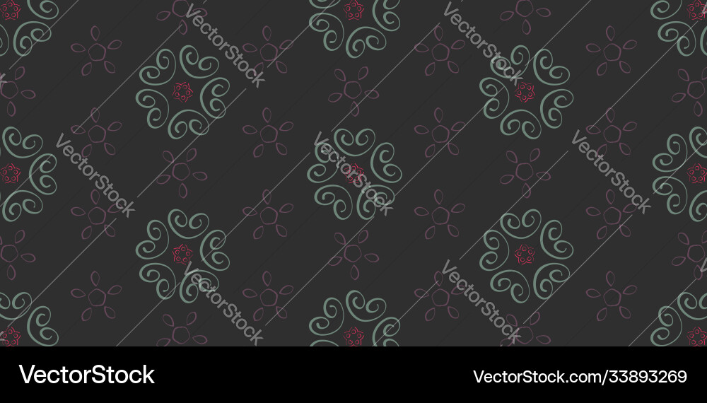 Seamless pattern with floral elements on a dark Seamless pattern with floral elements on a dark vector image
