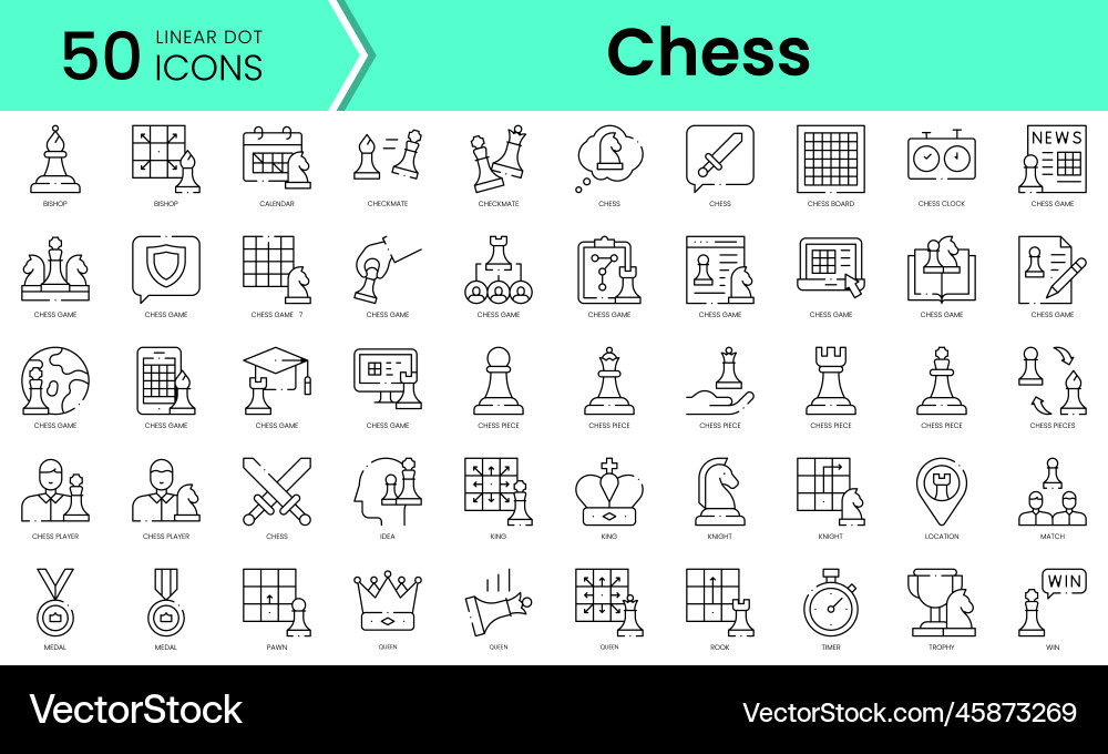 Set of chess icons line art style bundle Set of chess icons line art style bundle vector image