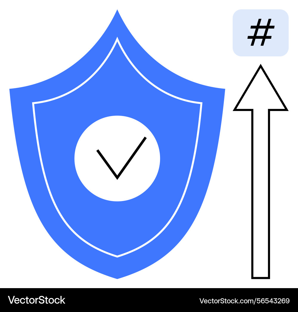 Shield with checkmark and upward arrow vector image