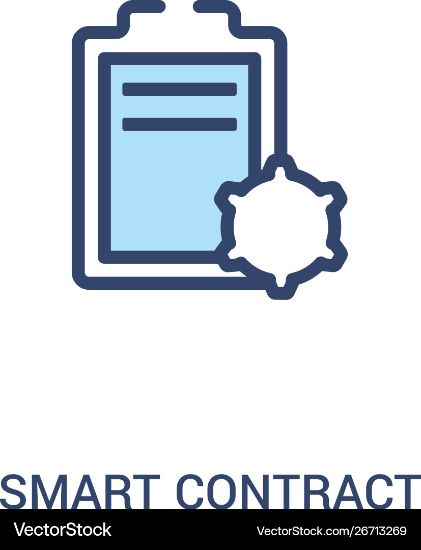 Smart contract concept 2 colored icon simple line Smart contract concept 2 colored icon simple line vector image