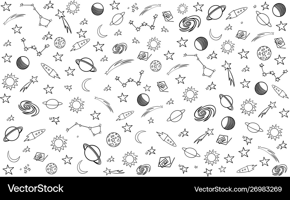 Space pattern set elements constellations Vector Image