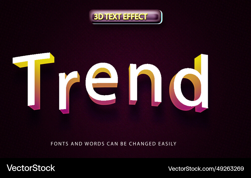 Trend 3d editable text effect style Vector Image