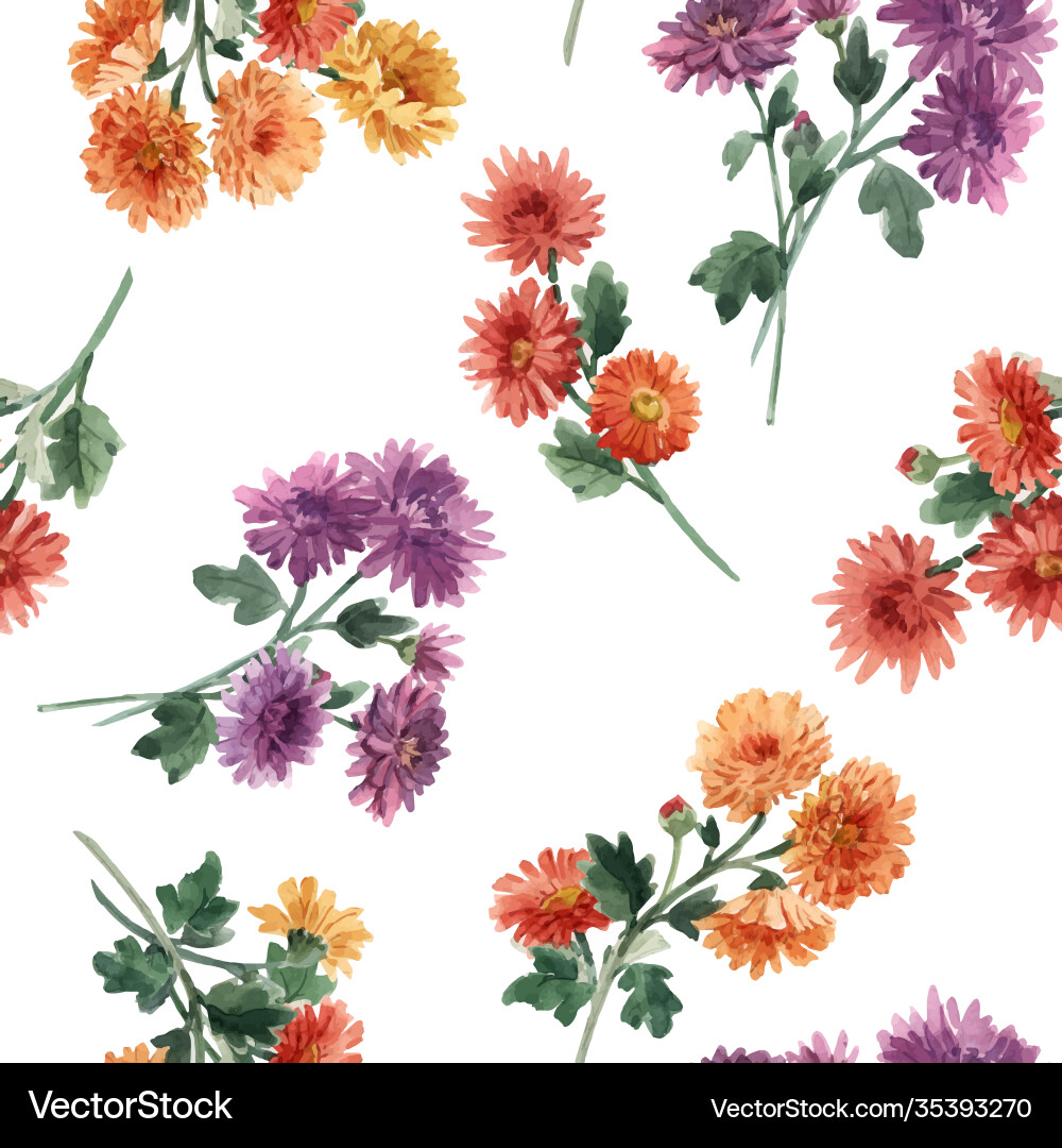 Beautiful seamless floral pattern with watercolor Beautiful seamless floral pattern with watercolor vector image