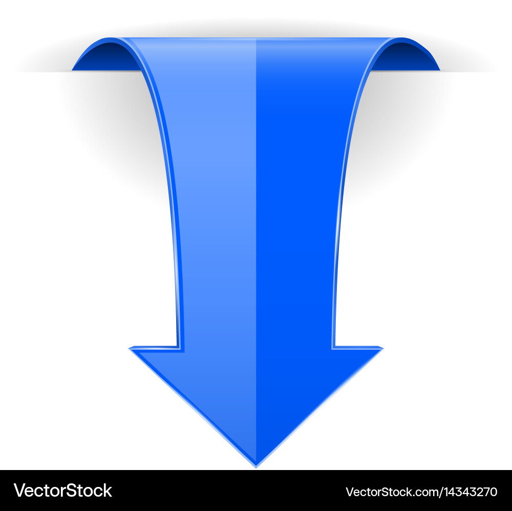 Blue down arrow web 3d icon Royalty Free Vector Image
